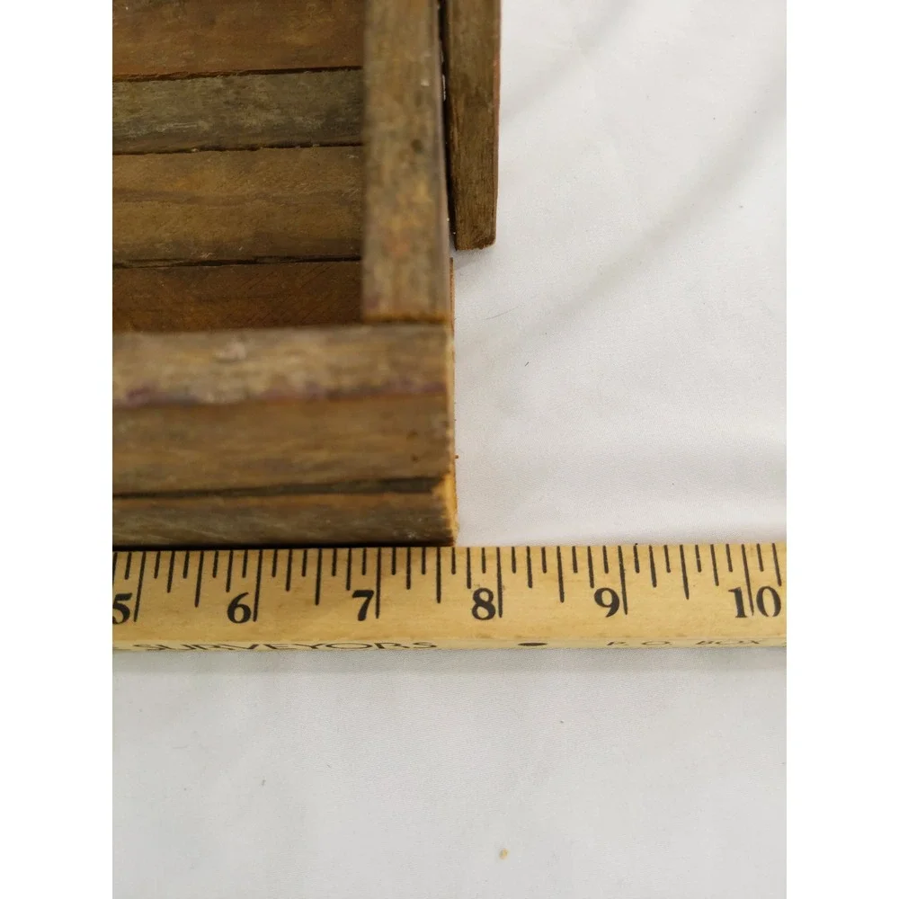 vtg Handmade Rustic Wooden Farmhouse‎ Crate Carry Basket Decor Planter Holder